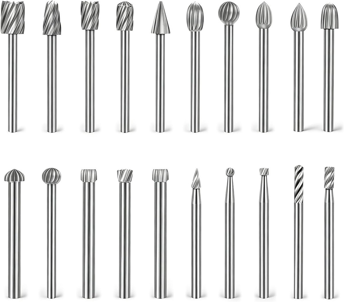 Draaifrezen set 20 stuks - wolfraamcarbide - dubbele freesset - precisiewerk voor metaalbewerking - ShopVlot