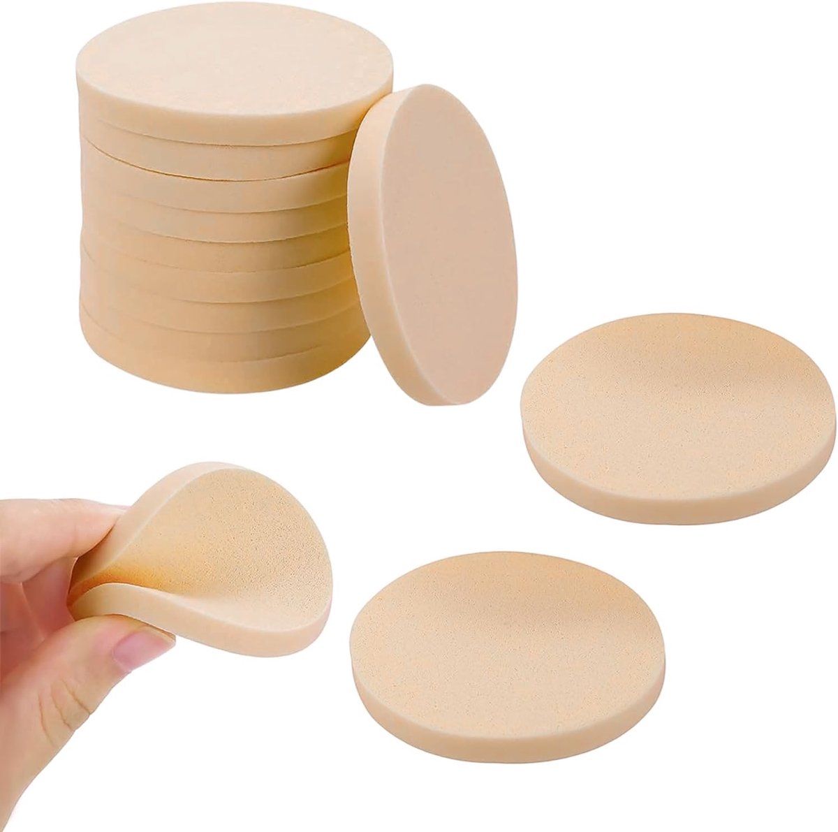 Make-up sponsen set van 12 - ronde latex sponzen - herbruikbaar - perfect voor foundation en concealer - ShopVlot