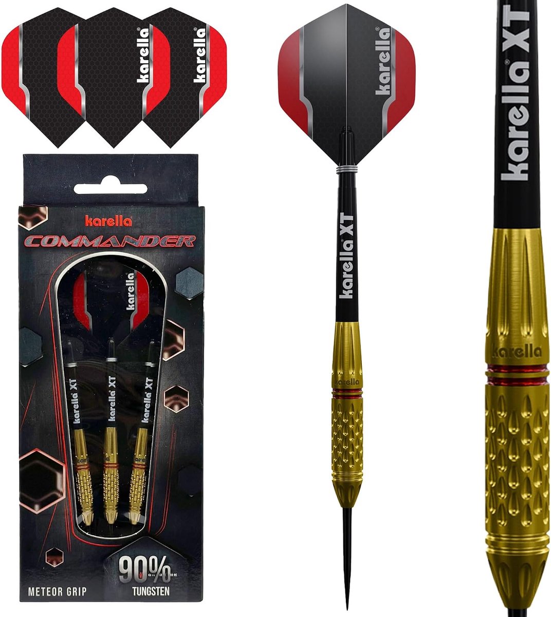 Dartpijlen 90% tungsten - Karella Commander Gold - precisie en duurzaamheid - ideaal voor gevorderden - ShopVlot