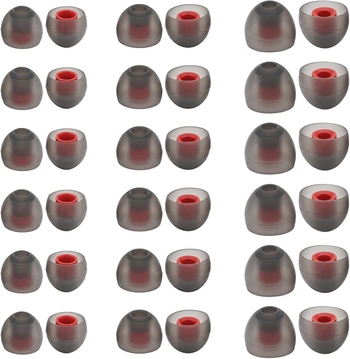 Siliconen oordopjes 36 stuks - grijs-rood - 3 maten - vervangende oorkussens voor comfort - ShopVlot