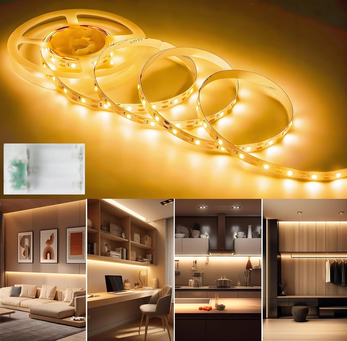 LED Strip 2 m 60 LEDs Warm Wit - Batterijgevoed - Met Timer - Ideaal voor Sfeervolle Decoratie - ShopVlot