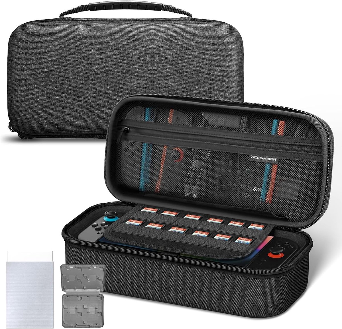 Opbergcase voor Switch 2 - met schermbescherming - voor gamekaarten en accessoires - ideaal voor onderweg - ShopVlot