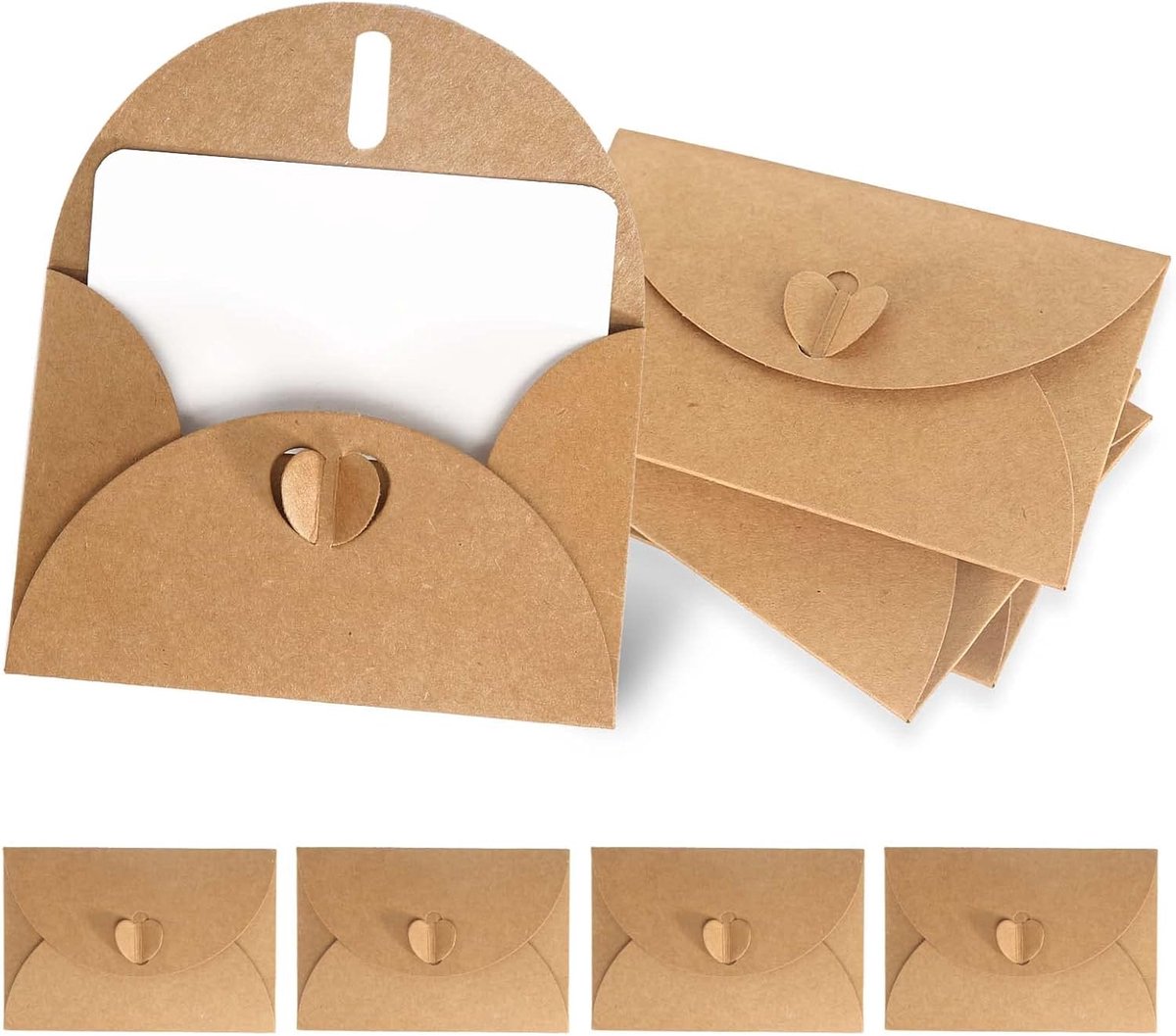 Enveloppen 40 stuks - bruin kraftpapier - met 40 blanco kaarten - perfect voor geldcadeaus - ShopVlot