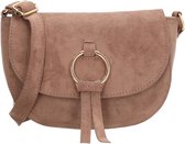 Beagles Chino Crossbodytas - Faux Suède - Schoudertas - Damestas - Overslag - Verstelbare Schouderband - Goudkleurige Details - Taupe