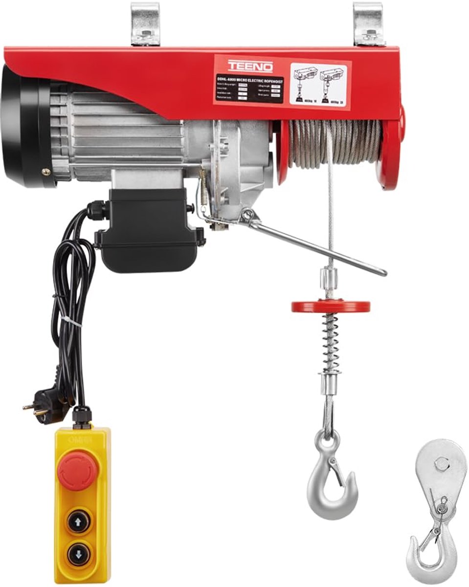Elektrische hijsinstallatie 1200 W - overload lift 220 V - 300 kg/600 kg - snel en veilig hijsen - ShopVlot