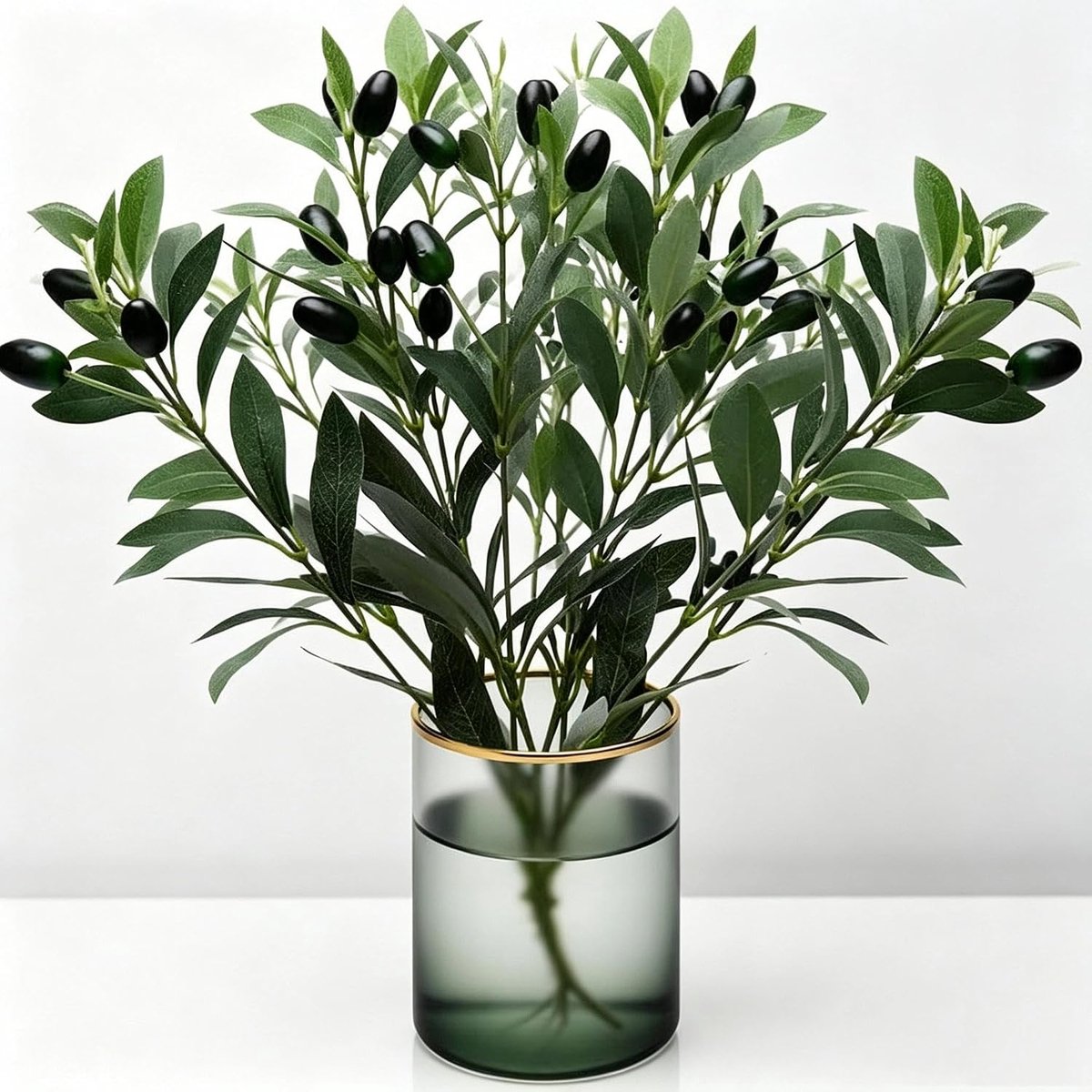 Kunstmatige olijftakjes 30 cm - set van 10 foam takken - realistische details - mediterrane decoratie voor woonkamer - ShopVlot