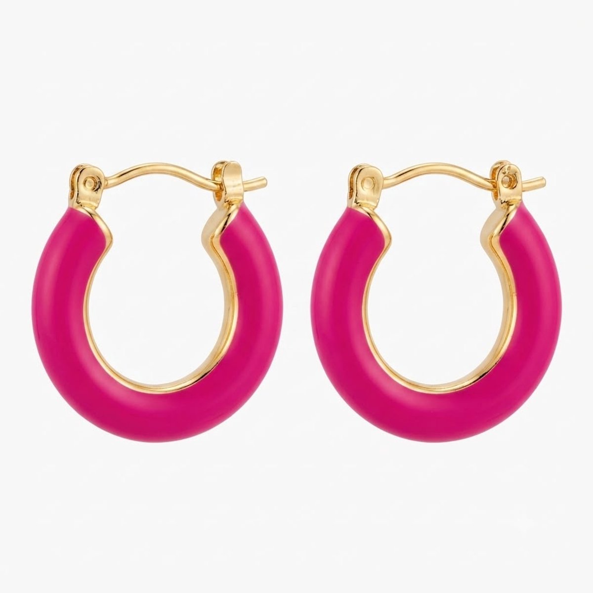 WeloveSilver - Oorringen Dames - 316L Chirurgisch Staal - Fuchsia Roze Goudkleurige Oorbellen 20 mm