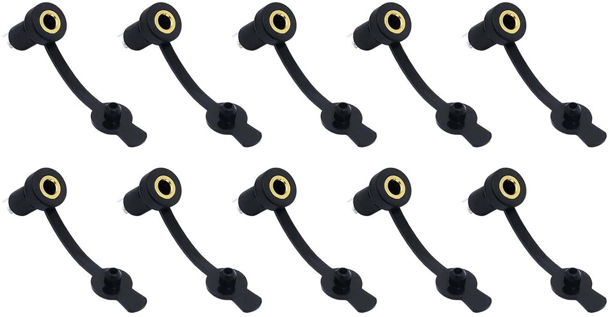 Audio Jack Socket 3.5mm - Stereo Solder Panel - Zwart met Waterdichte Plug - Geschikt voor MP3/MP4 - ShopVlot