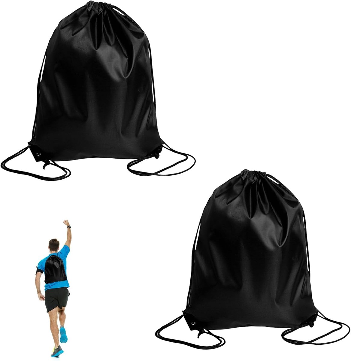 Sporttassen set van 2 - lichtgewicht stof - robuuste drawstring - ideaal voor zwemmen en fitness - ShopVlot