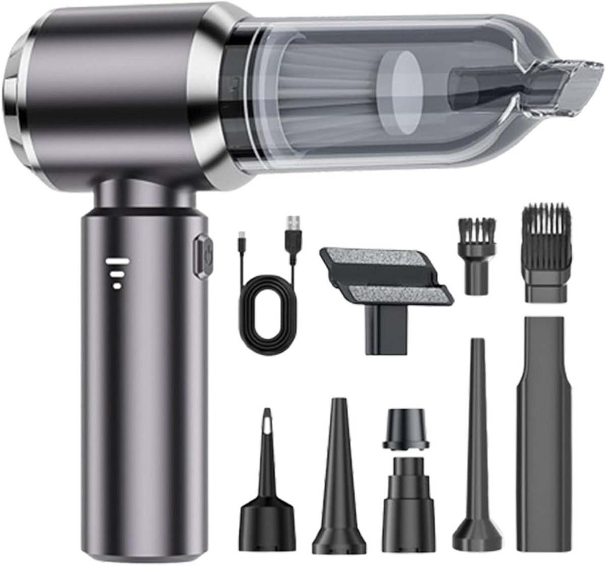 Handstofzuiger - Draagbare Stofzuiger - Auto Interieur Reinigen - 4-in-1 Functionaliteit - 237 cm - Grijs