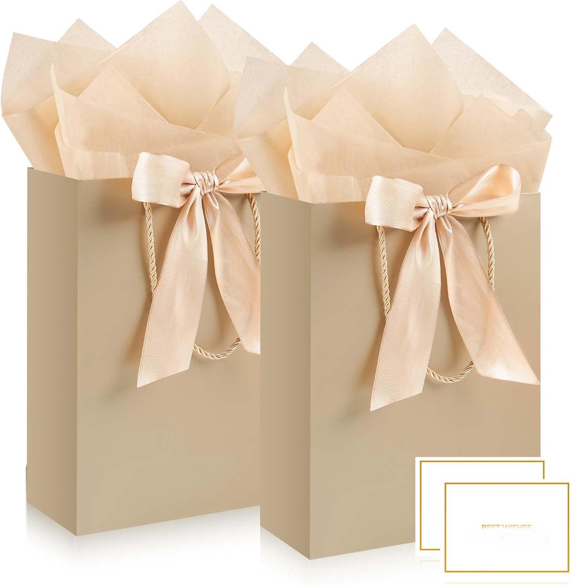 Geschenkzakjes middelgroot - papieren zakjes met handgrepen - 2 wikkels en 2 kaarten - ShopVlot
