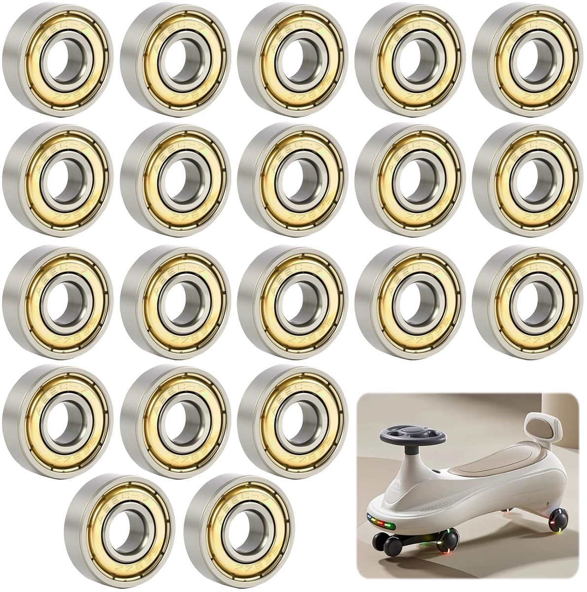 ZZ kogellagers set van 20 - 8 mm x 22 mm x 7 mm - dubbel afgeschermd - ideaal voor skateboards en steps - ShopVlot