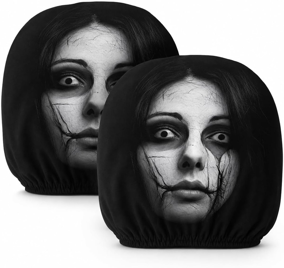 Auto hoofdsteun covers - 2 stuks - polyester - griezelig ontwerp - unieke uitstraling - ShopVlot