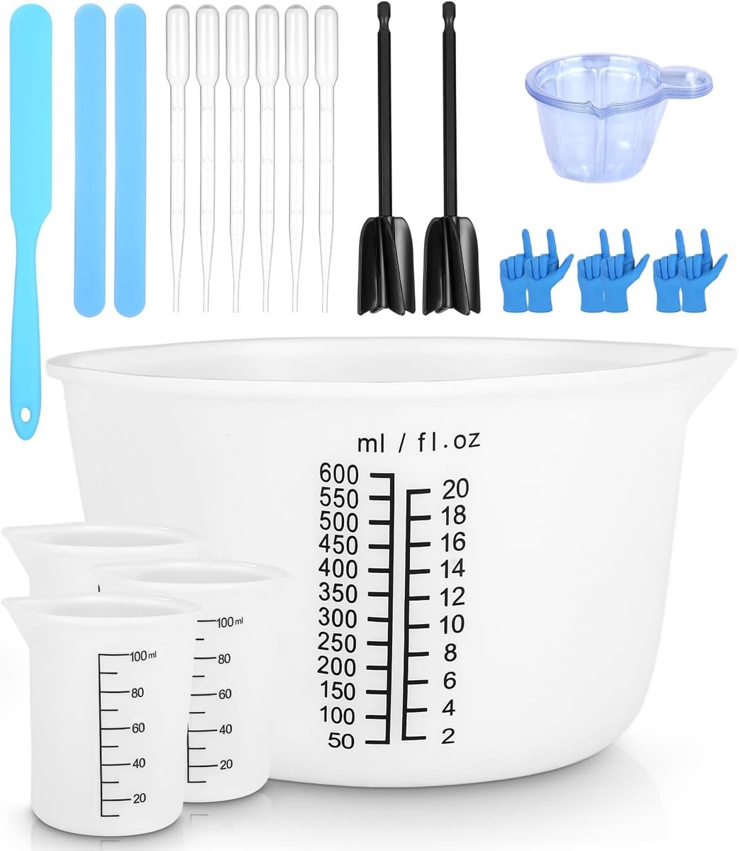 Meetbeker set 1000 en 500 ml - Siliconen - Herbruikbaar en eenvoudig schoon te maken - Perfect voor epoxyhars - ShopVlot