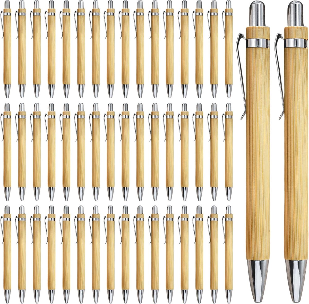 Houten balpen set 50 stuks - bamboe balpennen - ergonomisch ontwerp - ideaal voor schrijven - ShopVlot