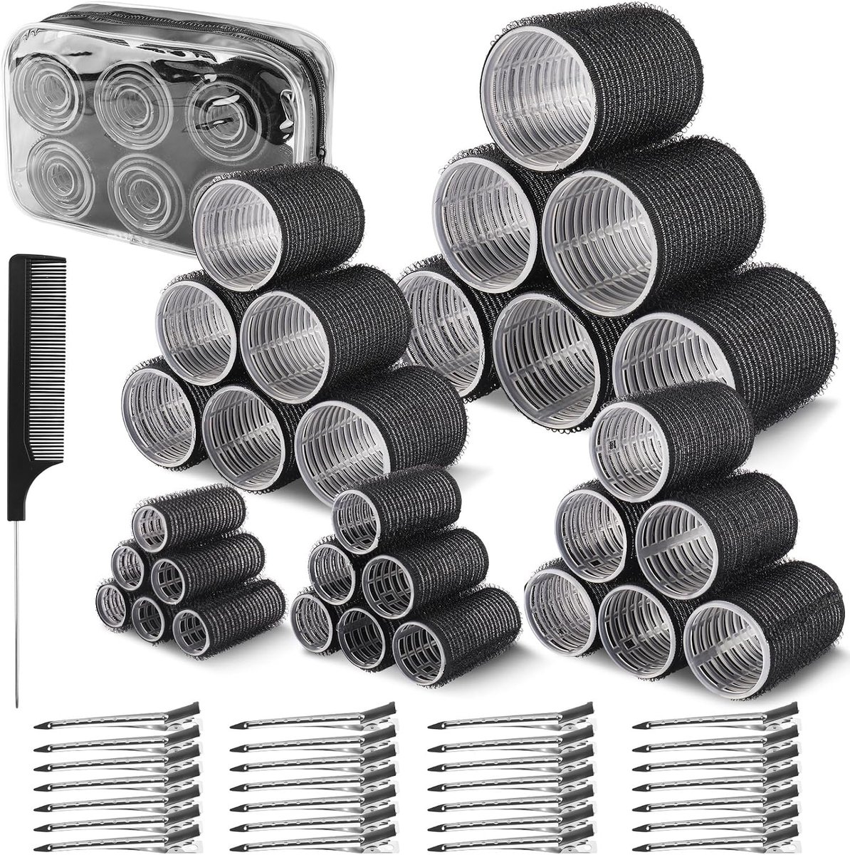 Haarkrulset 60pcs - 5 Maten (20/30/40/48/60mm) - Zonder Hitte - Creëer Mooie Krullen - ShopVlot