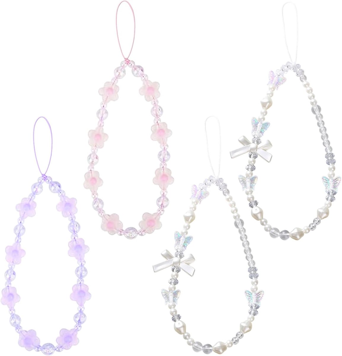Mobiel toont telefoon charm - 4 stuks - plastic - schattige mobiel nekband voor meisjes - ShopVlot