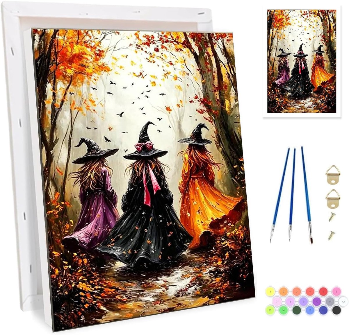 Schilderen op nummer pompoen 20 x 30 cm - met houten ezel - beginnersvriendelijk - leuk voor Halloween - ShopVlot