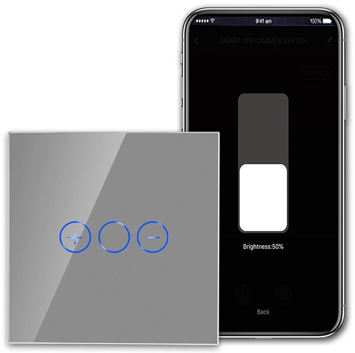 WIFI Dimmerschakelaar voor LED-verlichting - Grijs - Smart Touch Light Switch - Bediening via Alexa en Google Home - ShopVlot