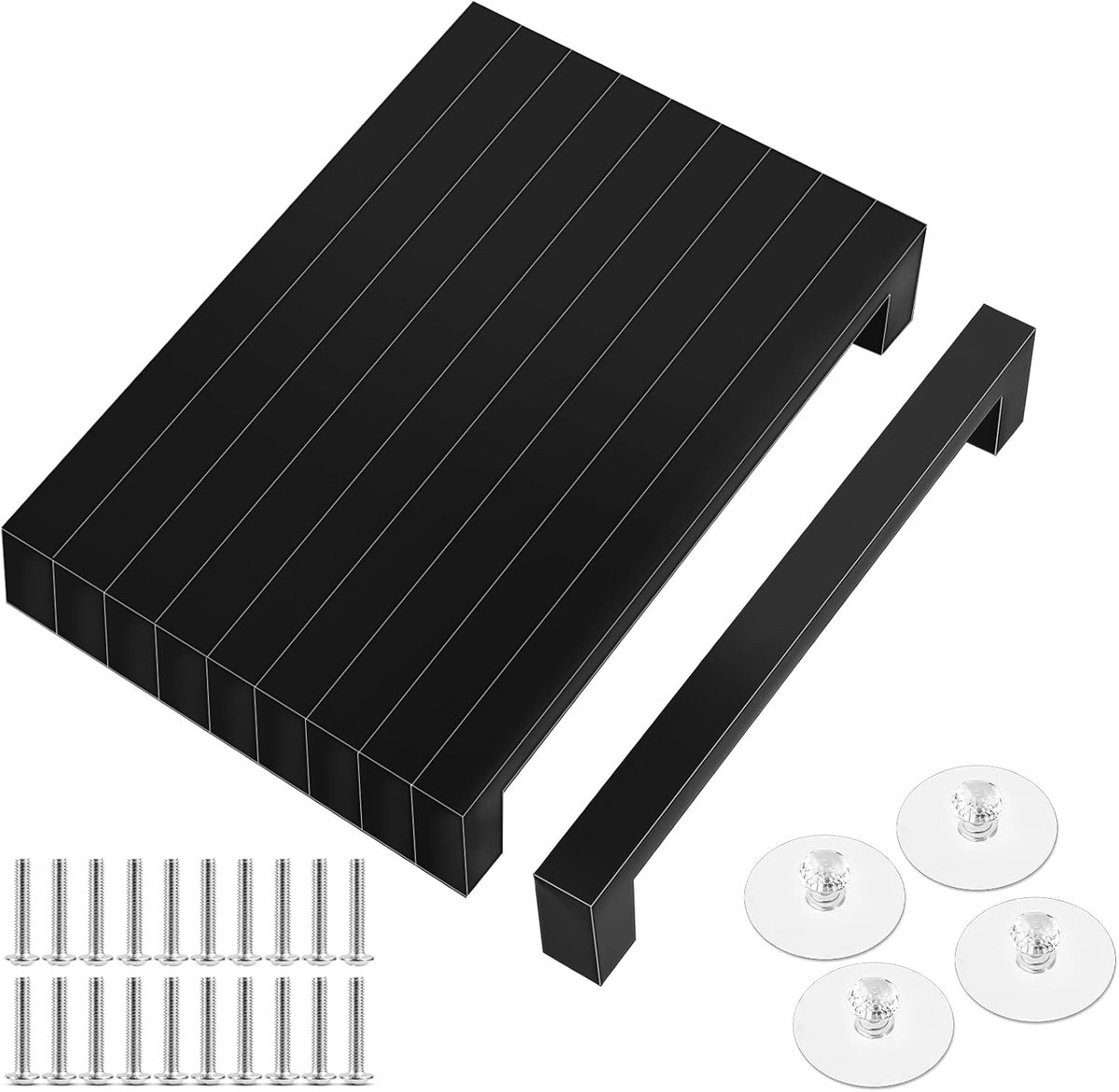 Keukenhandgrepen 10 stuks - zwarte RVS handgrepen - met kristallen knoppen - modern design - ShopVlot
