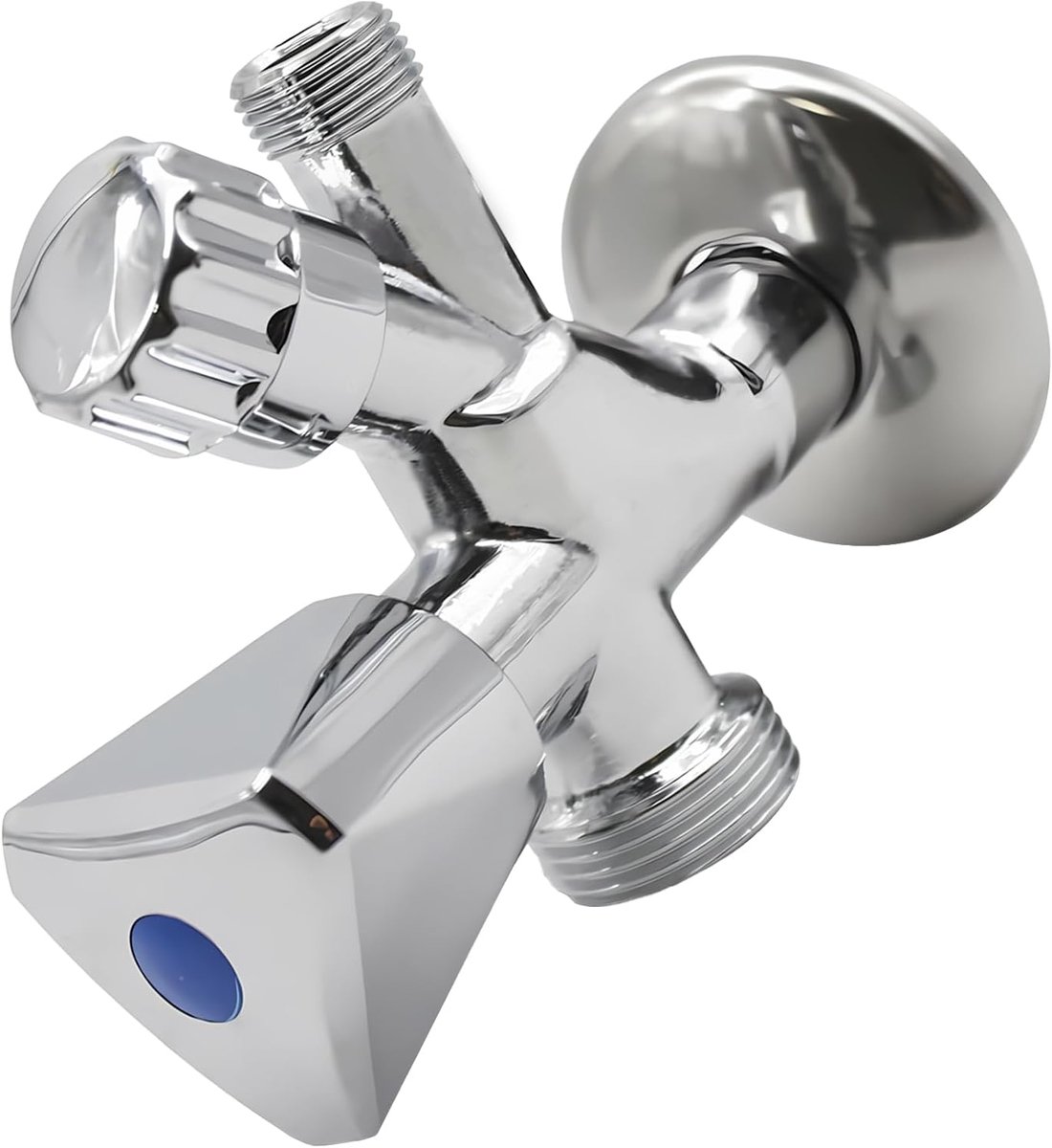 Combi hoekventiel 1/2 inch x 3/4 inch - chroomverchroomd messing - 10 jaar garantie - ShopVlot