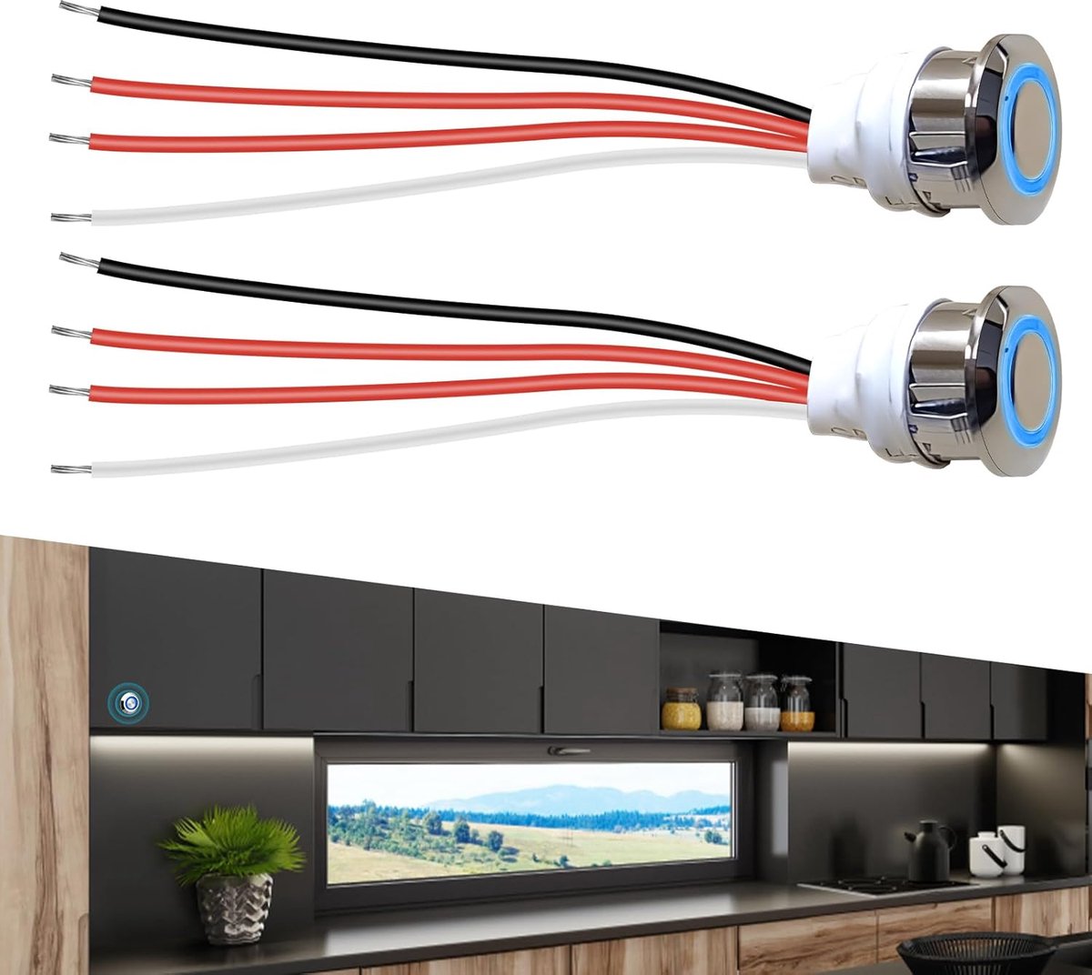 LED Touch Dimmer Switch 12V - Stepless Dimming - 18 mm Montagegat - Voor verlichting en meubels - ShopVlot