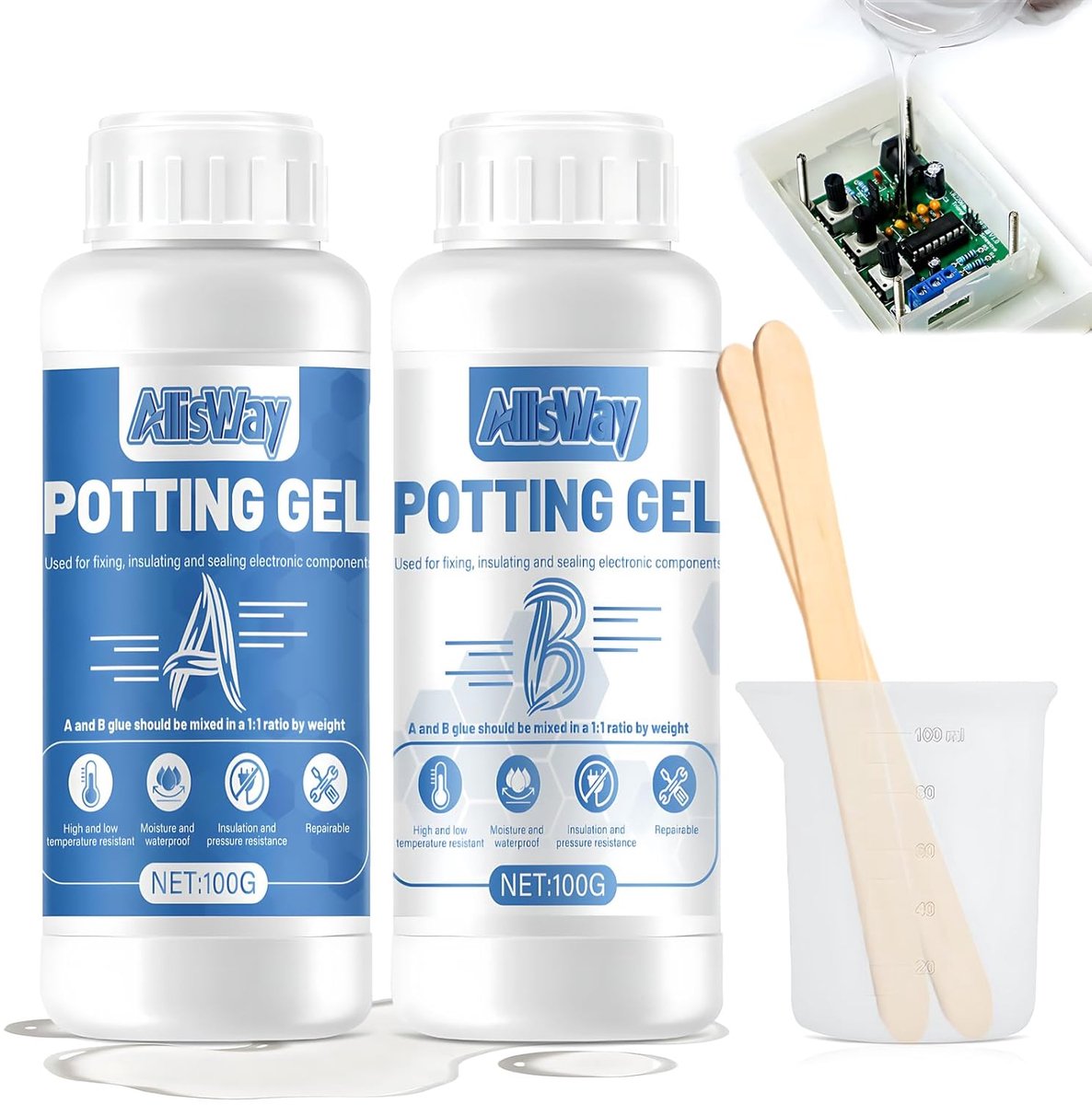 Gietcompound 2-componenten - Siliconen isolatiegel - Demonteerbaar - Ideaal voor elektrische installaties - m-winkel