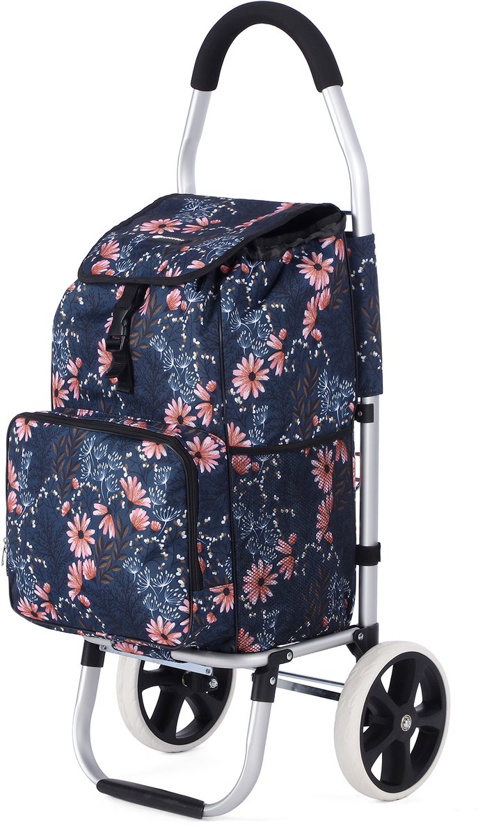 Packaway Boodschappentrolley 45L met Koelvak - Boodschappenwagen met Grote Wielen - Steekwagenfunctie - Waterafstotend - Japanese Flower