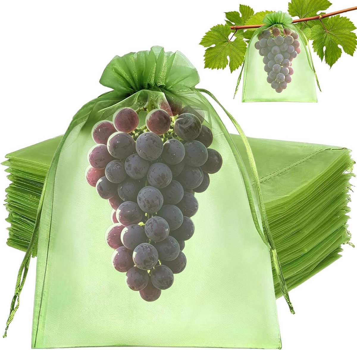 Druivenbeschermzakken 20 x 30 cm - Groene organzazakken - Bescherming tegen vogels en insecten - Ideaal voor fruit - ShopVlot