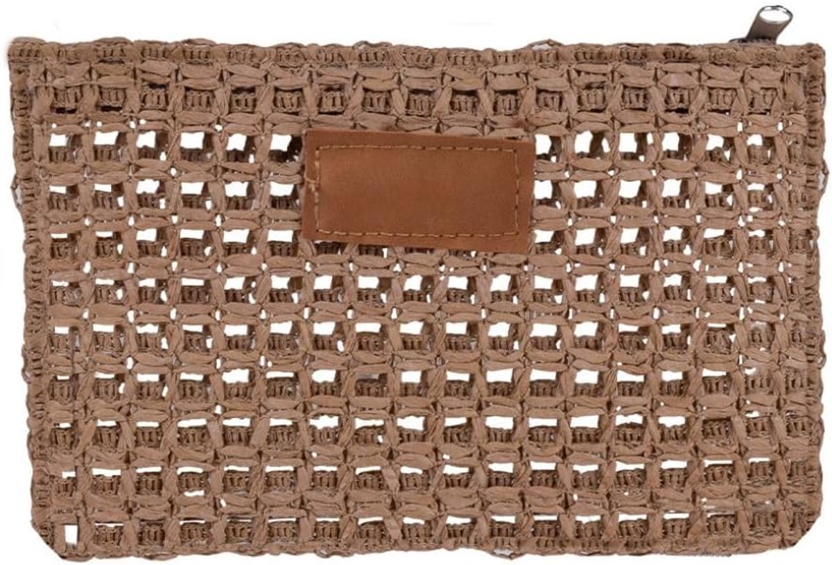 Cosmetische tas 22,5 x 15 cm - knutselpapier bruin - ritssluiting - veilig voor cosmetica - ShopVlot