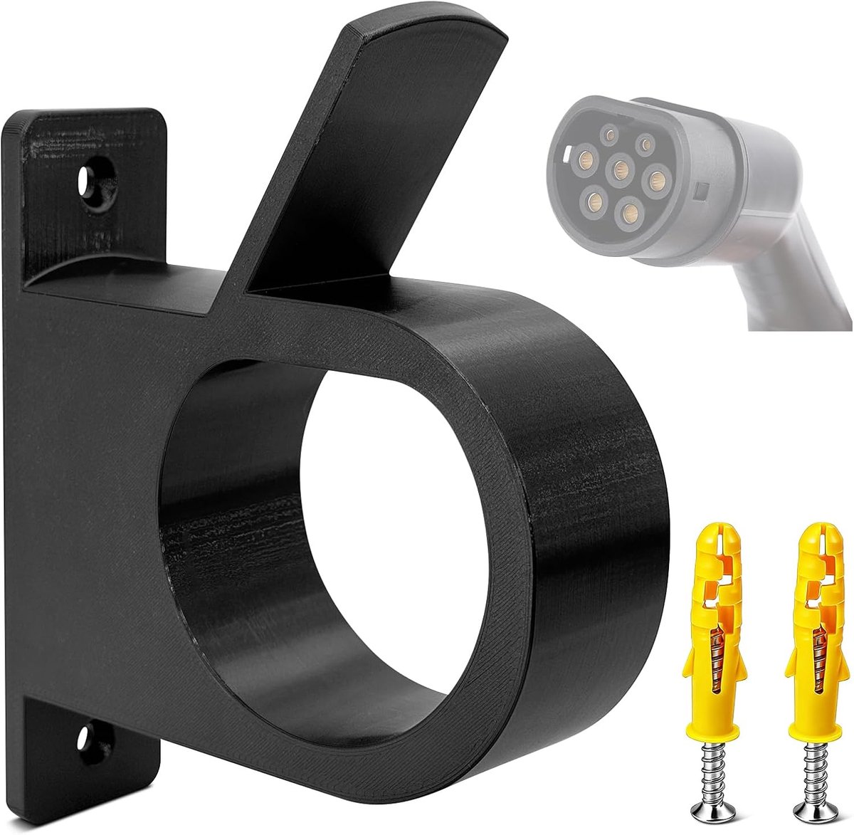 Oplader muurhouder type 2 EV - zwart ABS - ruimtebesparend - eenvoudig te monteren - ShopVlot