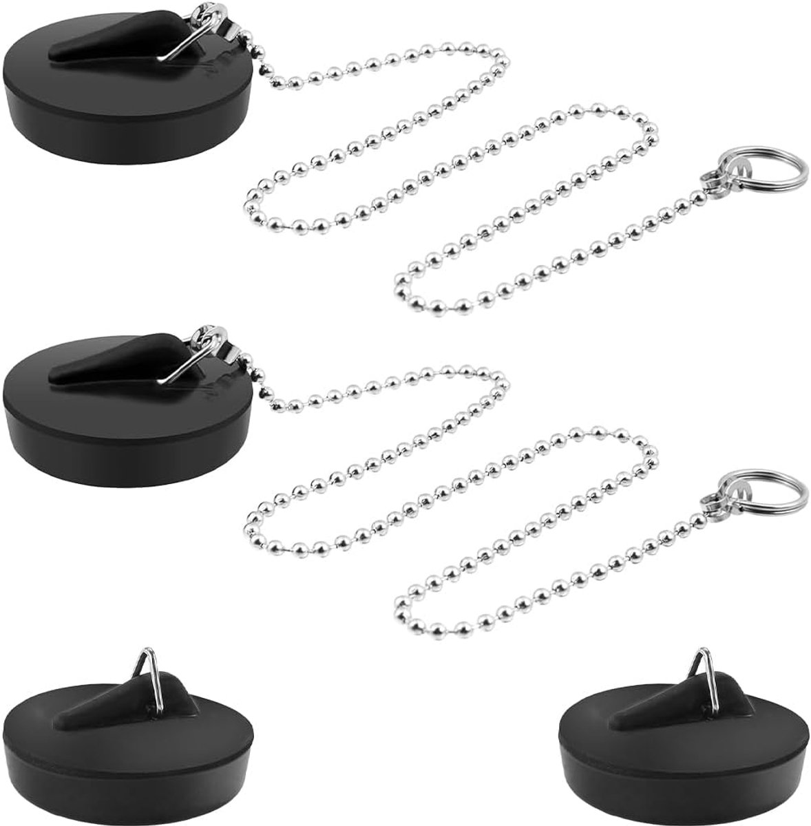 Afvoerstoppen voor wastafel - 40-45 mm rubber - met ketting - ideaal voor badkuipen en keukens - ShopVlot