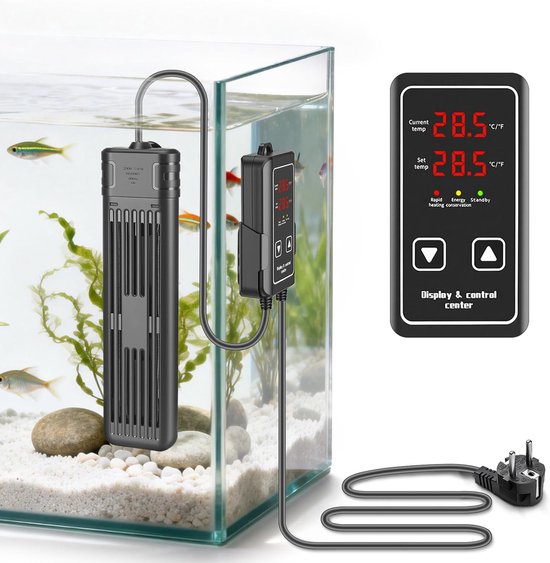 Aquarium verwarmingselement 300 W - digitale verwarmingsstaaf - thermostaat met dubbele weergave - ShopVlot