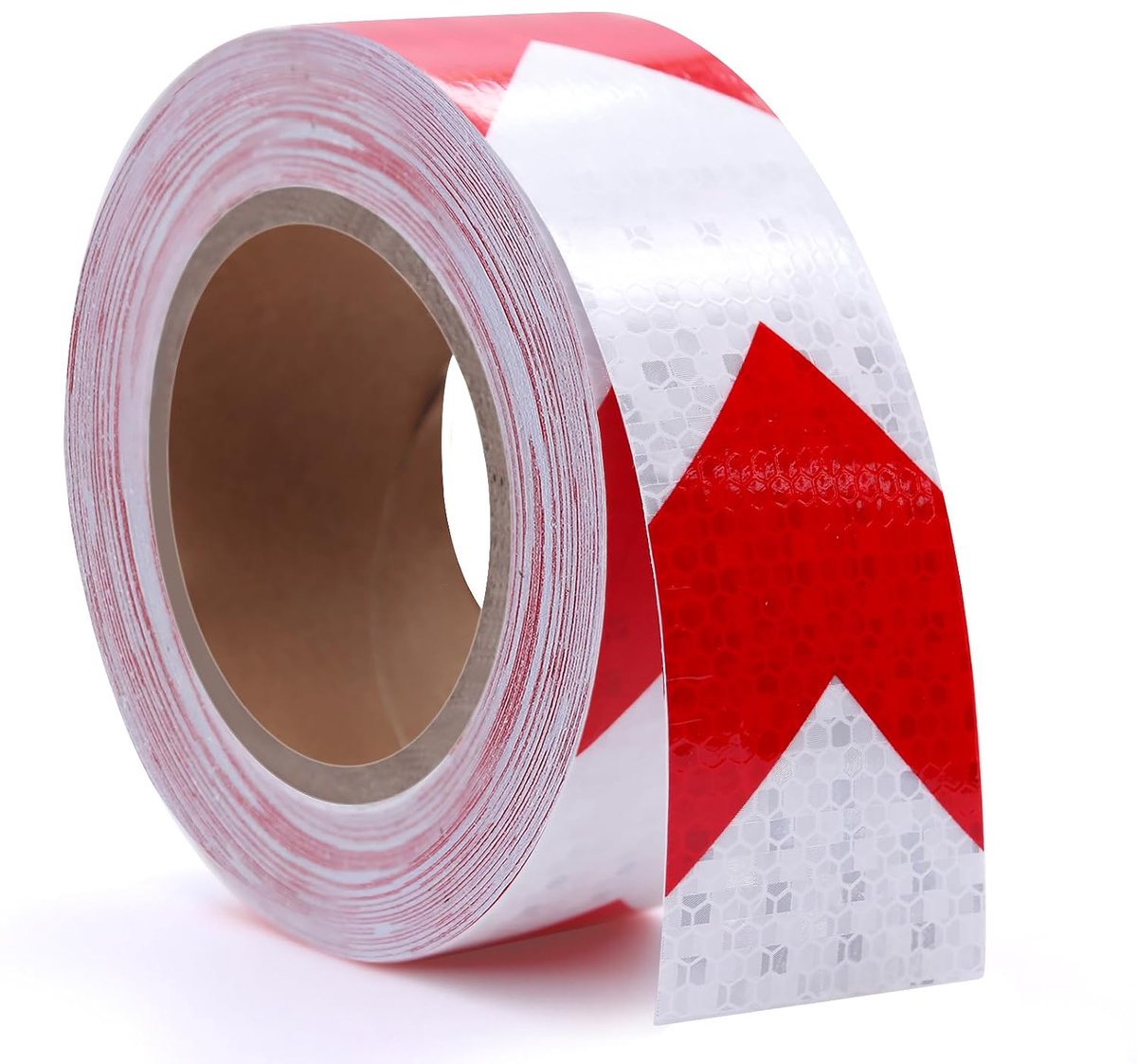 Reflecterende tape 5 cm x 25 m - PVC materiaal - rood-wit - voor voertuigen - ShopVlot