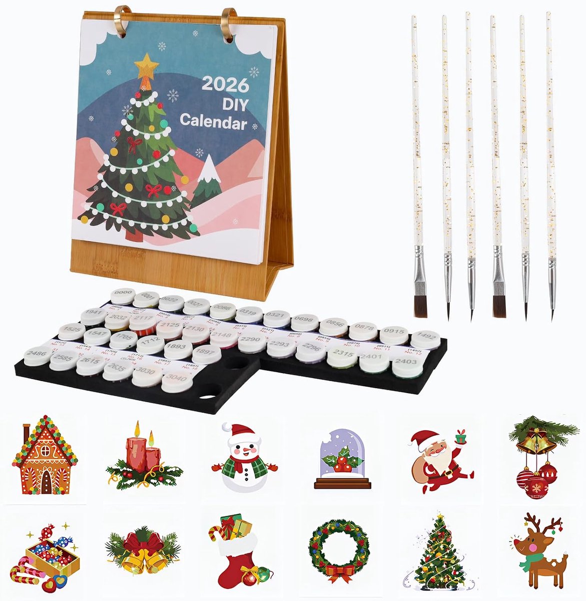 Schilderen op Nummer Kalender 2026 - Wandkalender met Acrylverf en Penseel - Creatieve Decoratie voor Thuis - ShopVlot