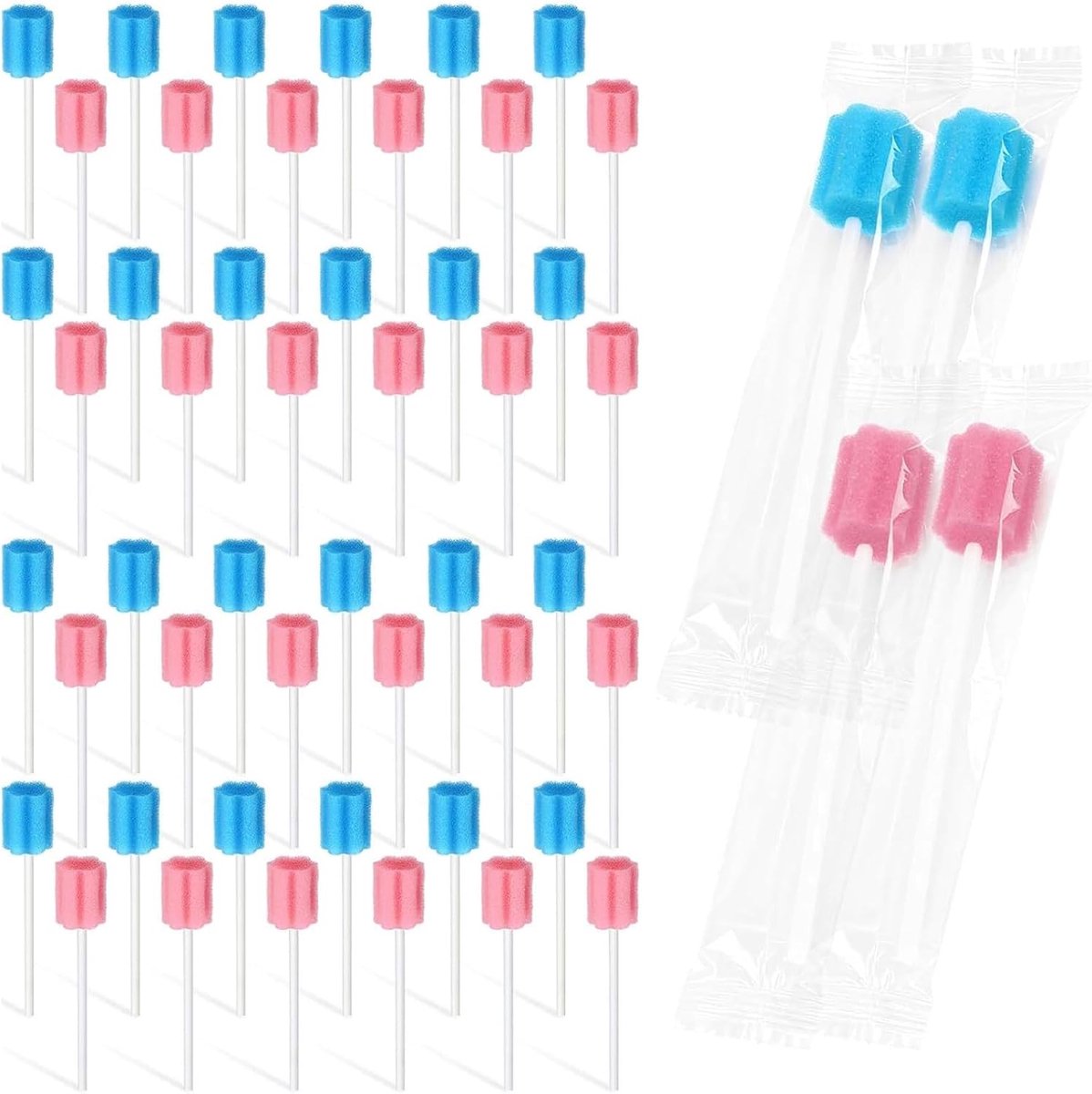 Mondpads 100 stuks - Roze en blauw - Draagbaar en apart verpakt - Ideaal voor mondhygiëne - ShopVlot