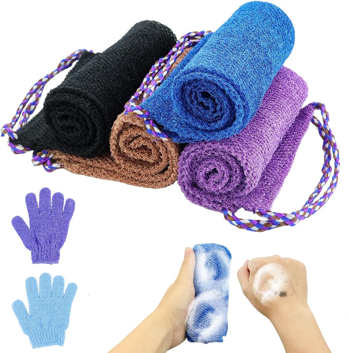 Afrikaanse netspons 29,5 inch - nylon scrubspons met handtouw - voor grondige lichaamsreiniging - ShopVlot