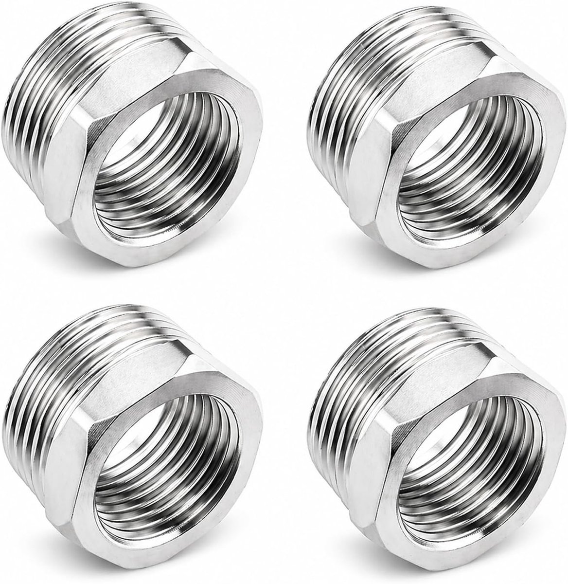 Reducer 3/4 naar 1/2 inch - 4 stuks adapter - roestvrij staal - geschikt voor industriële toepassingen - ShopVlot