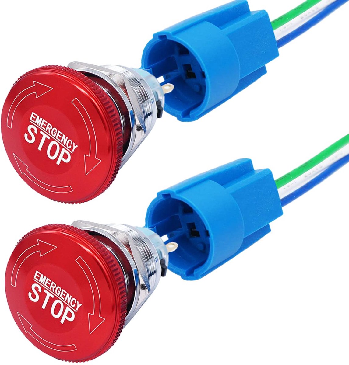 Noodstopknop 22 mm - Metalen switch - Latching 12-250V - Voor elektromagnetische beveiliging - ShopVlot
