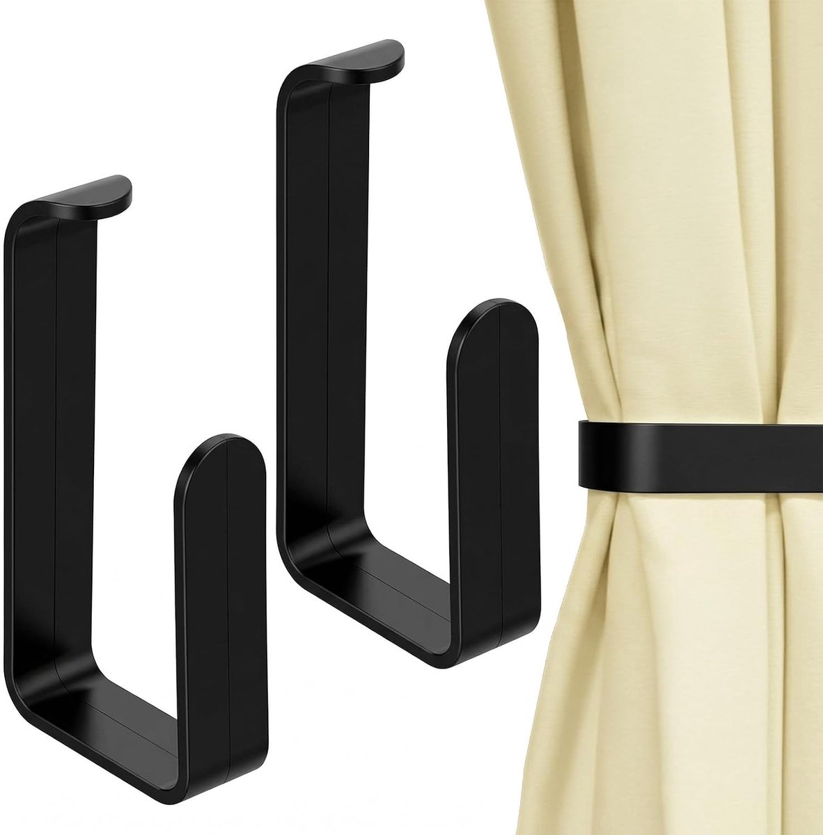 Gordijnhouders 2 stuks - zelfklevend - boorvrij - ideaal voor woonkamer en slaapkamer - ShopVlot