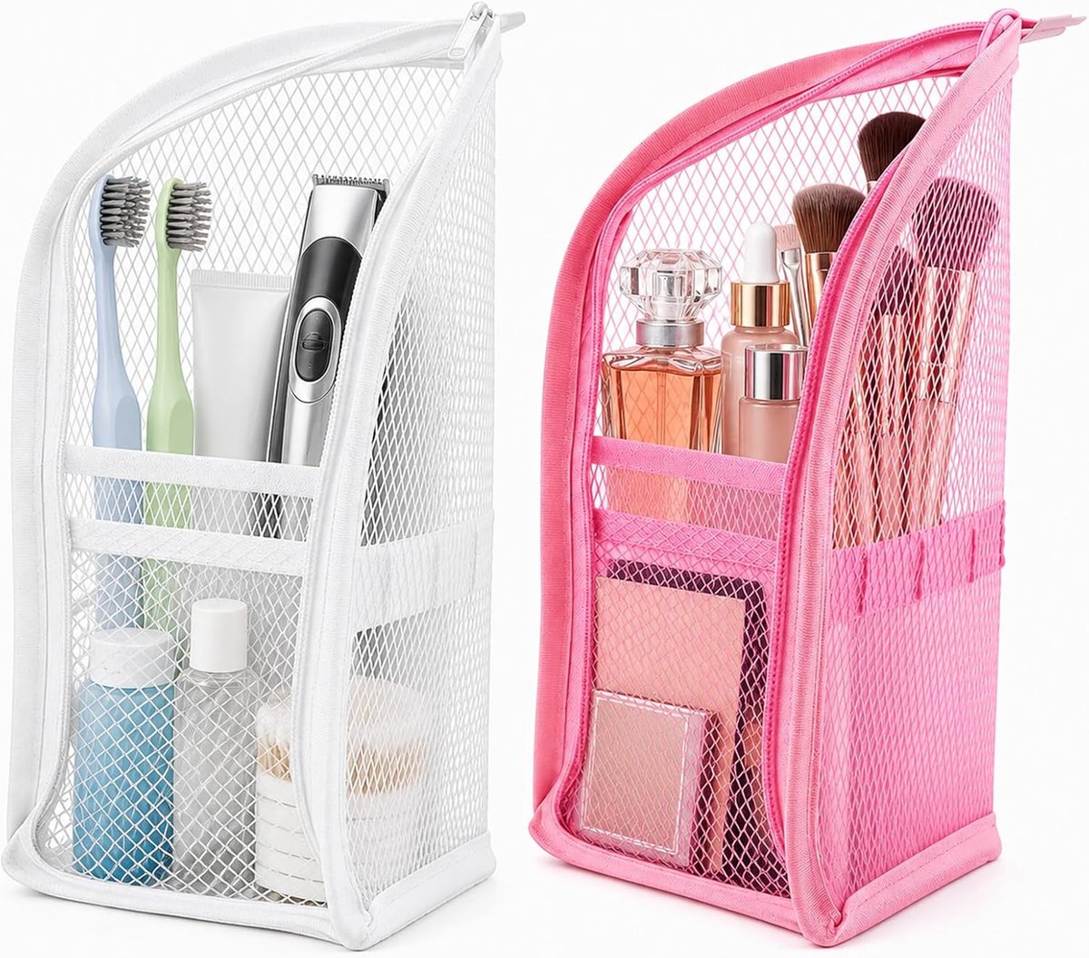 Cosmetic Bag 2 Stuks - Waterdicht Mesh - Ademend Materiaal - Ideaal voor Reizen - ShopVlot