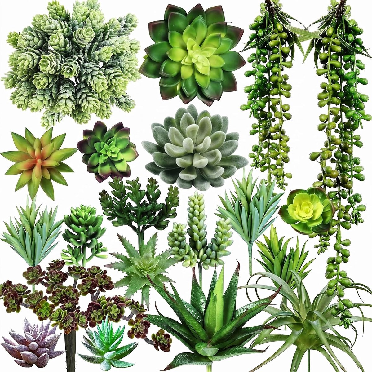 Kunstmatige vetplanten set 19 stuks - mini kunstplanten - diverse soorten - creatieve woondecoratie - ShopVlot