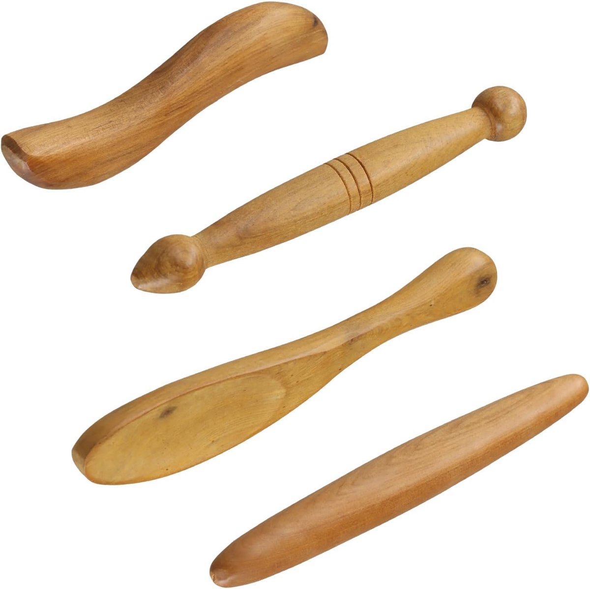 Massagestick 4 stuks - massief hout - gladde afwerking - verlicht nek- en rugpijn - ShopVlot