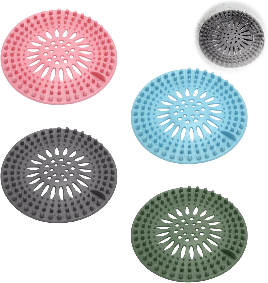 Haarvanger douche - siliconen haarstrainer 12,5 cm - set van 4 - voorkomt verstoppingen - ShopVlot