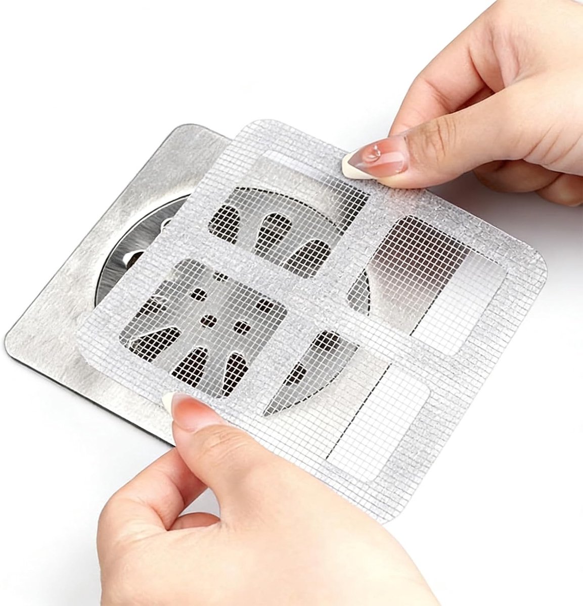 Afvoerfilter stickers - vierkant - zelfklevend materiaal - voorkomt verstoppingen - ShopVlot