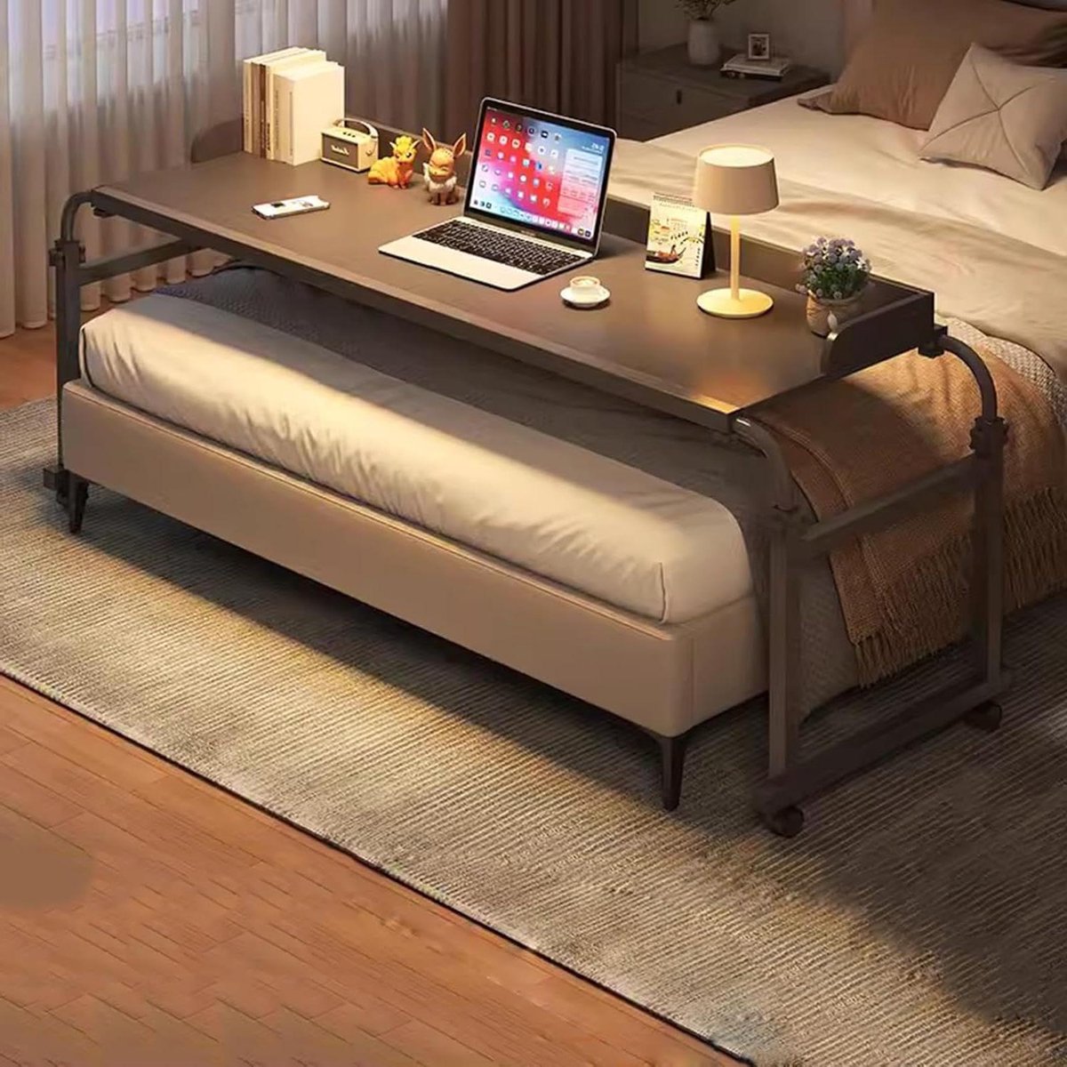 Bedtafel Laptop Bureau - Bedtafel Bureau - Eten Lezen Werken - In Hoogte Verstelbaar - 115-210 cm - Zwart