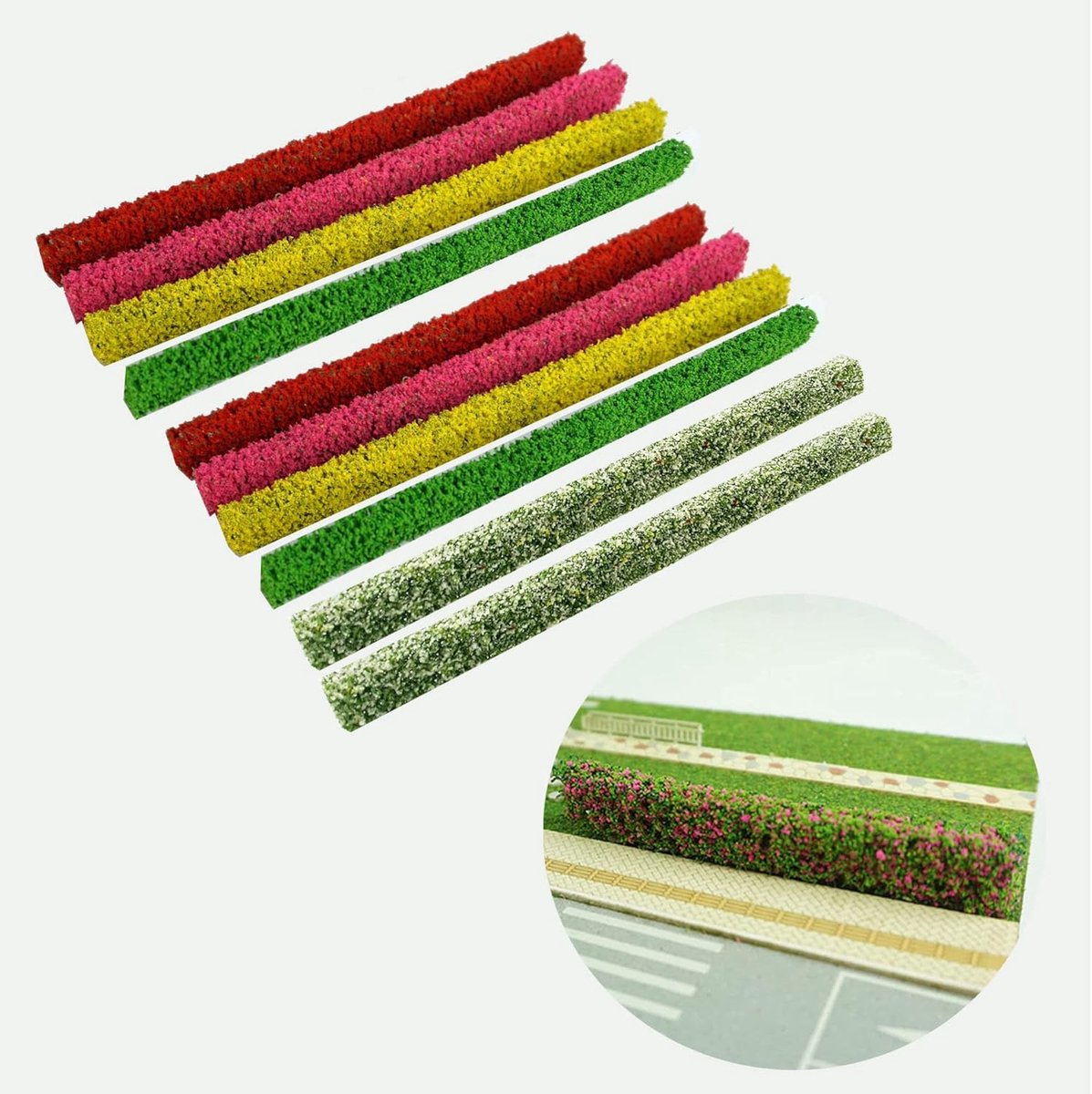 Statische grasstroken 20 cm - lichtkleur - set van 10 - ideaal voor modelbouw - SnelShoppen