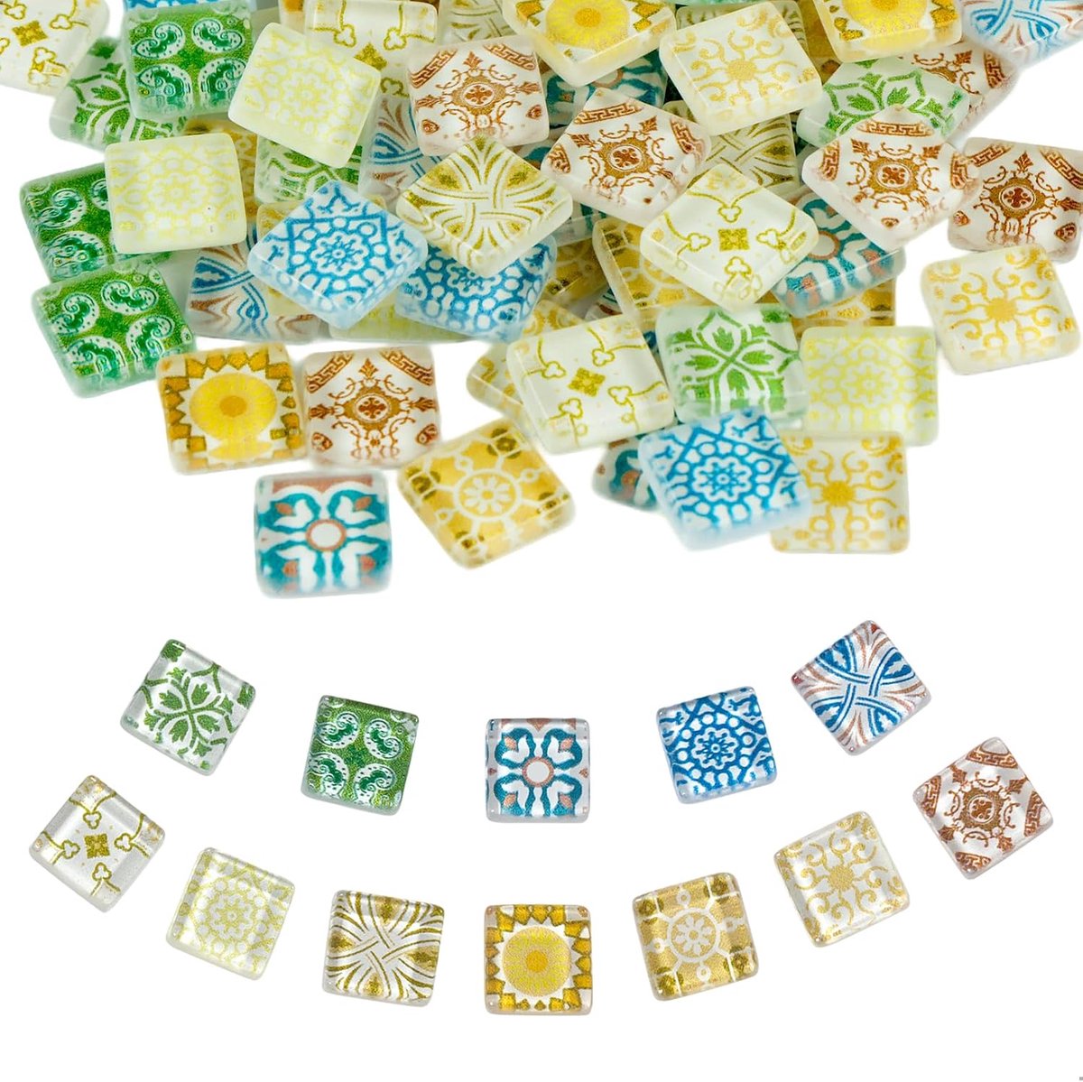 Mosaic stenen voor ambachten - 12 verschillende patronen - kleurrijke glasmozaïek - ideaal voor decoratie - SnelShoppen