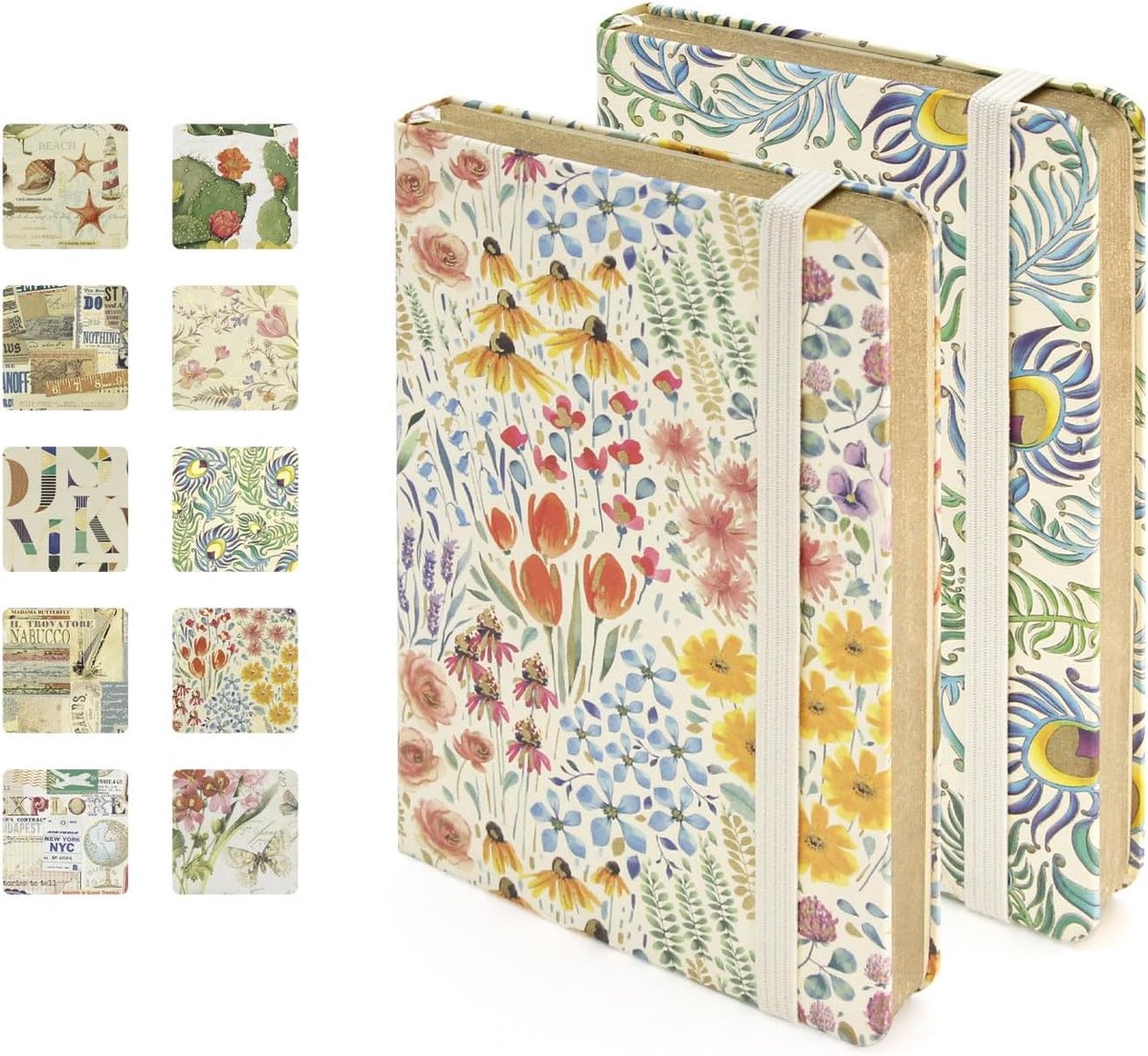 Notebook A6 - hardcover met Italiaanse bloemen - 74 pagina's - ideaal voor mooie notities - SnelShoppen