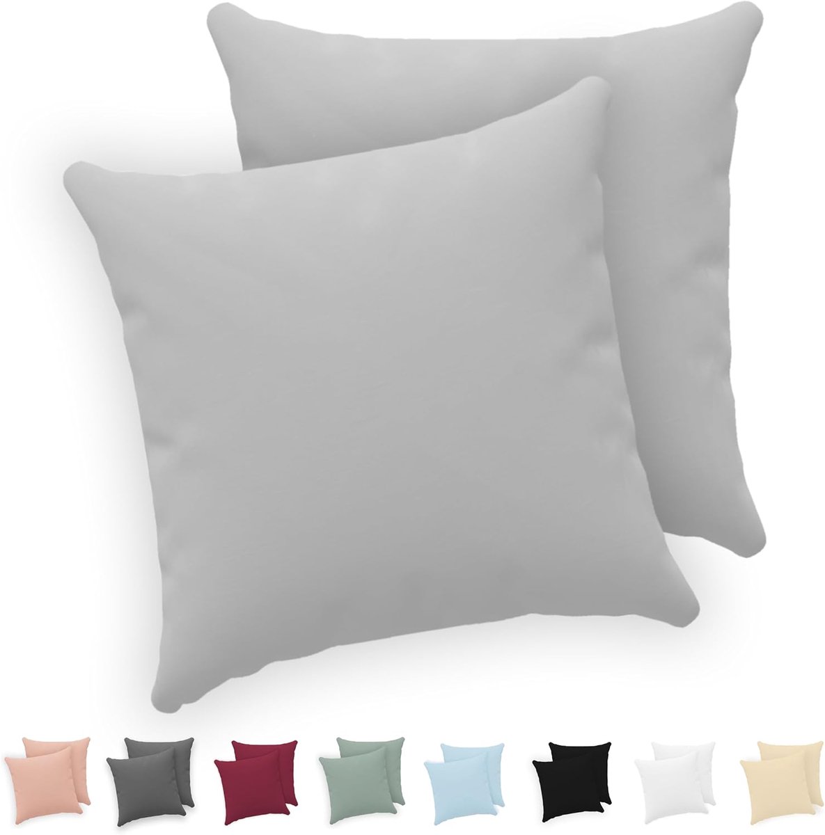 Kussensloop 65x65 (Set van 2) - 100% Katoen Jersey 150 GSM - Met rits - Voor ultiem slaapcomfort - SnelShoppen